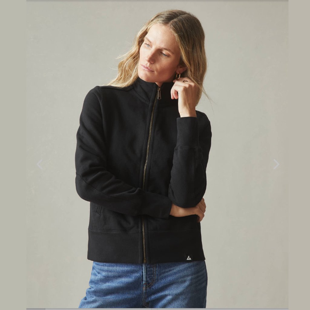 American Giant Moto Full Zip Heavyweight Fleece Sweatshirt, Xl Black